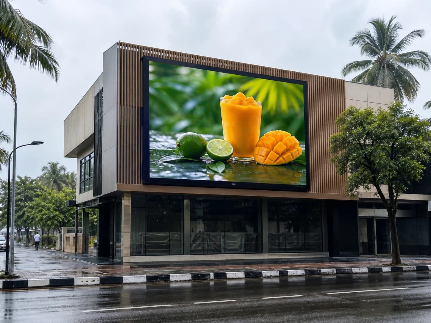 Illustrative scene: Outdoor LED advertising display on a building facade