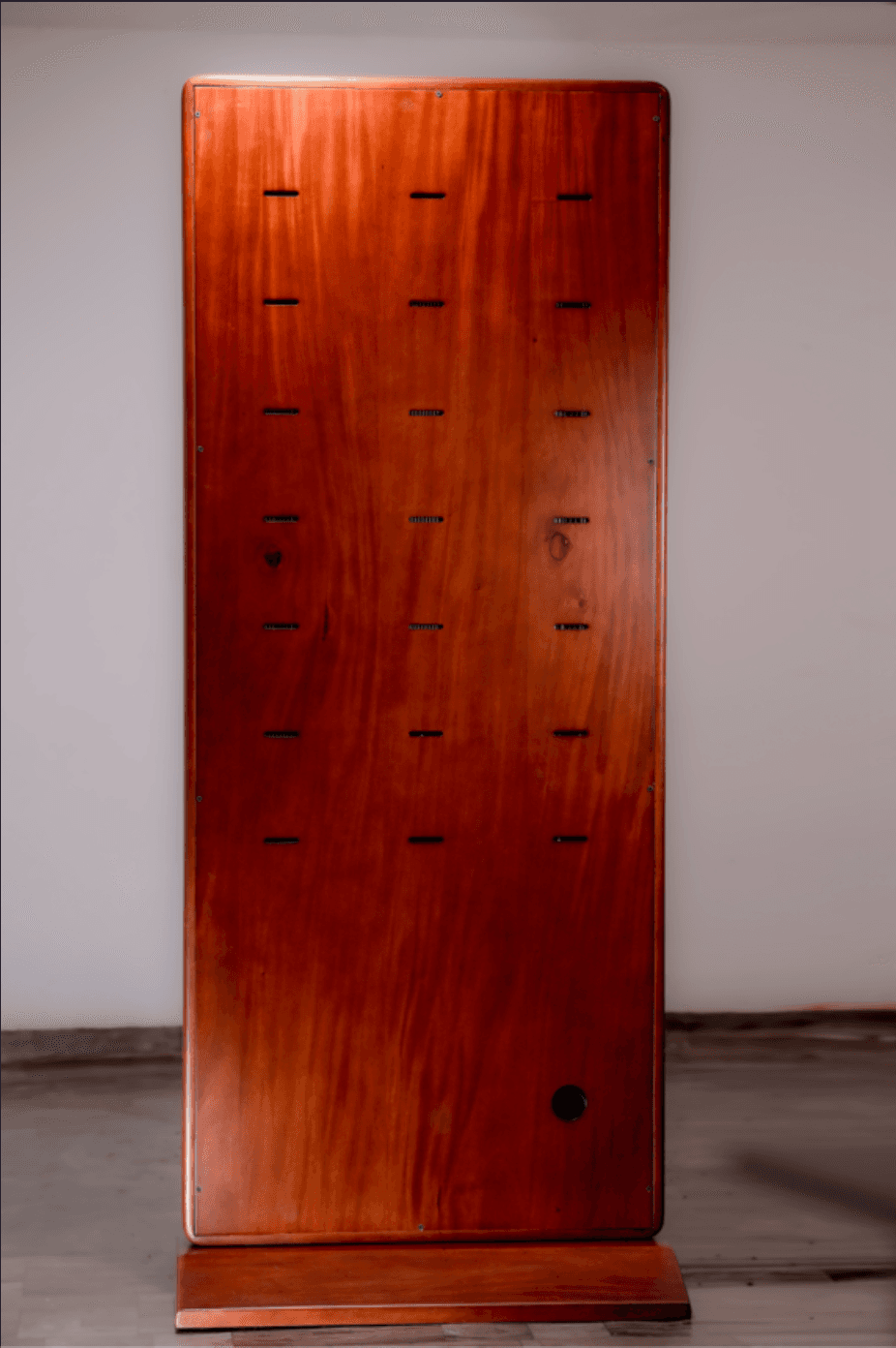 Wooden Kiosk Back View - Sleek Design for Retail