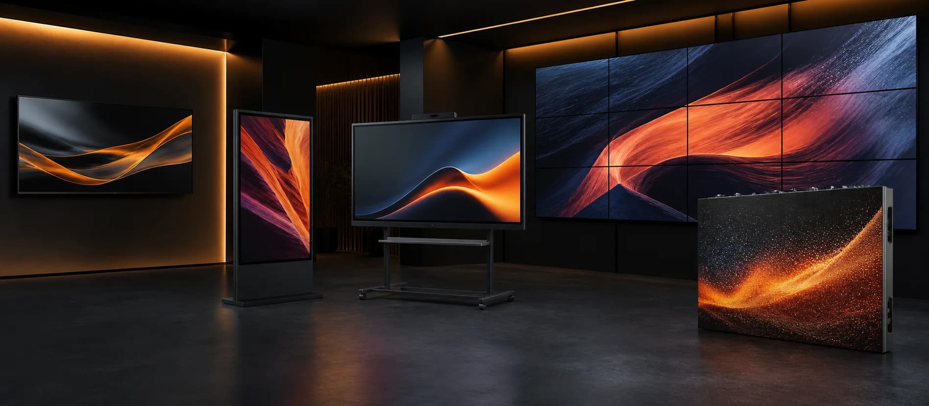 Business TVs, digital signage, interactive display, video wall, and LED display portfolio
